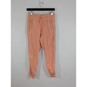 Athleta Cabo Linen Jogger In Cactus Peach Size 4 Zipper Pockets Drawstring Beach